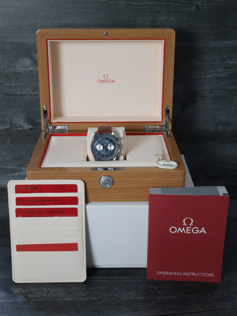 40448: Omega Speedmaster Chronoscope, Ref. 329.32.43.51.03.001 , Box and Cards Circa 2021