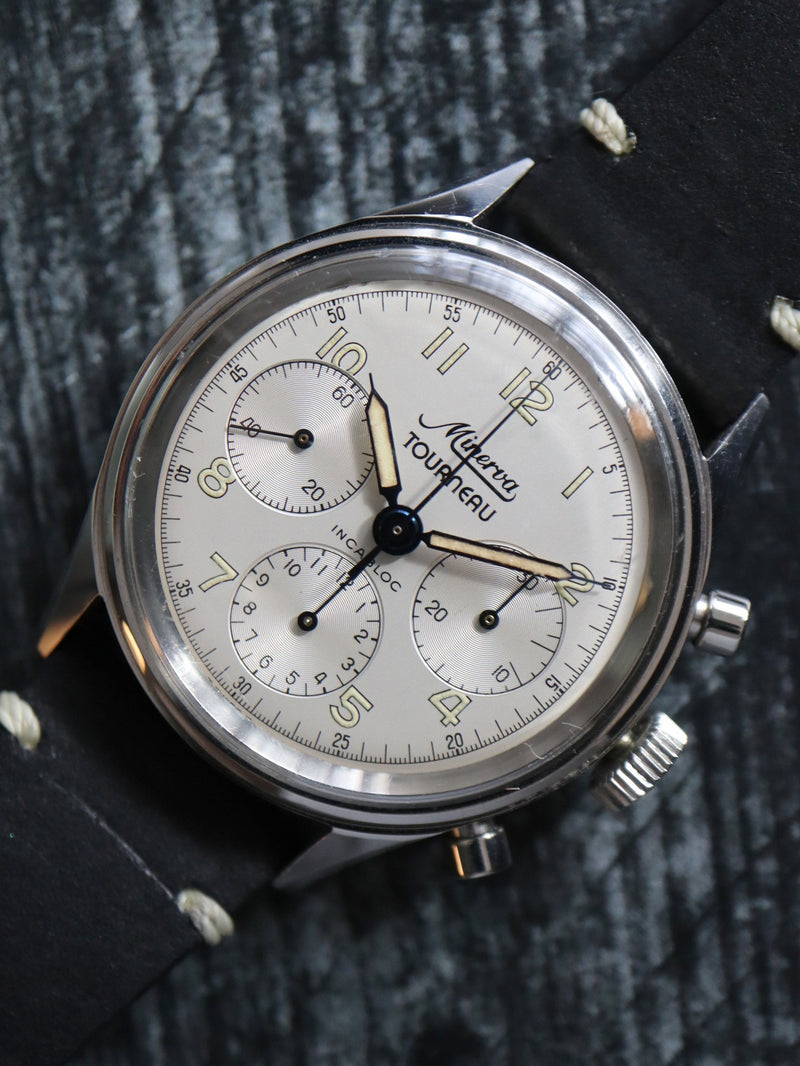 40452: Minerva Vintage Chronograph, Retailed by Tourneau circa 1950's