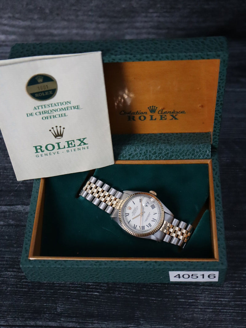 40516: Rolex Vintage  Datejust, Rare "Buckley Dial", Ref. 1601, Box and Papers Dated 1977