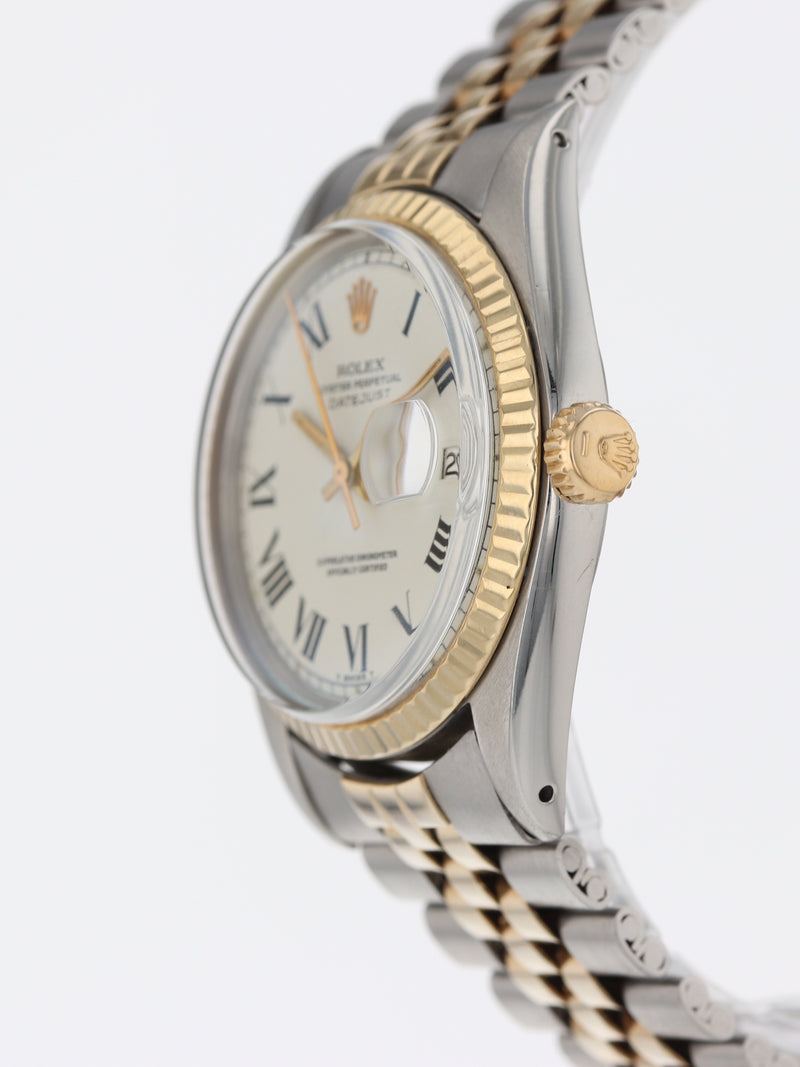 40516: Rolex Vintage  Datejust, Rare "Buckley Dial", Ref. 1601, Box and Papers Dated 1977