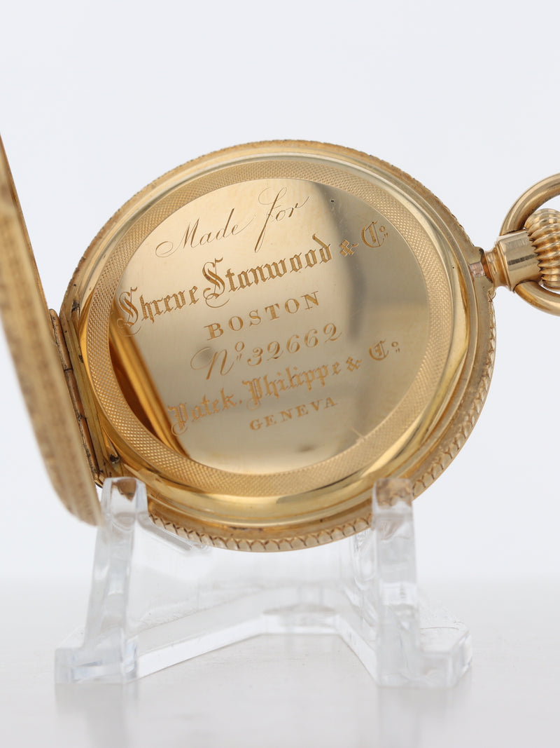 40594: Patek Hunting Case Pocketwatch Retailed by Shreve Stanwood & Co. Boston, Size 40mm