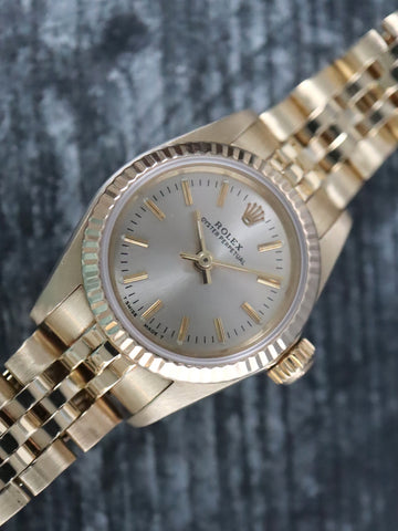 ❋1195❋ Rolex Oyster Perpetual Yellow Gold Champagne Diamond Dial