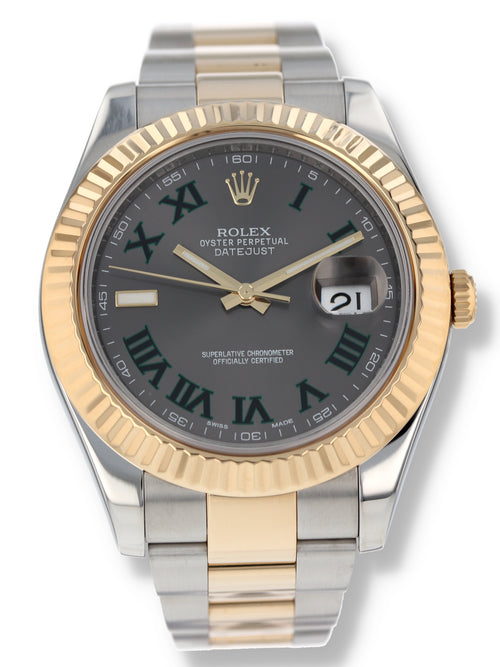 40699: Rolex Datejust II, Wimbledon Dial, Ref. 116333, Full Set 2017 + Rolex 2025 Service Card