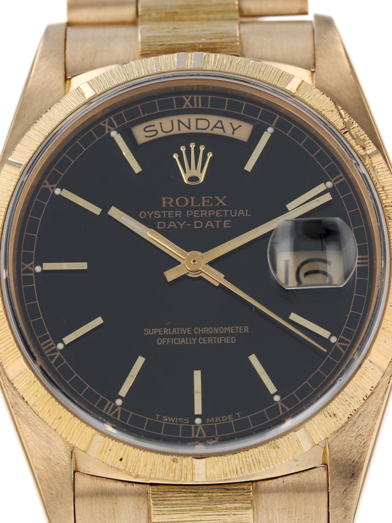 40748: Rolex 18k "Bark" President, Ref. 18078, Circa 1986