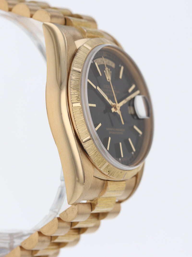 40748: Rolex 18k "Bark" President, Ref. 18078, Circa 1986