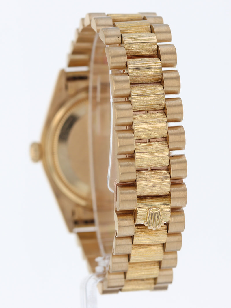 40748: Rolex 18k "Bark" President, Ref. 18078, Circa 1986