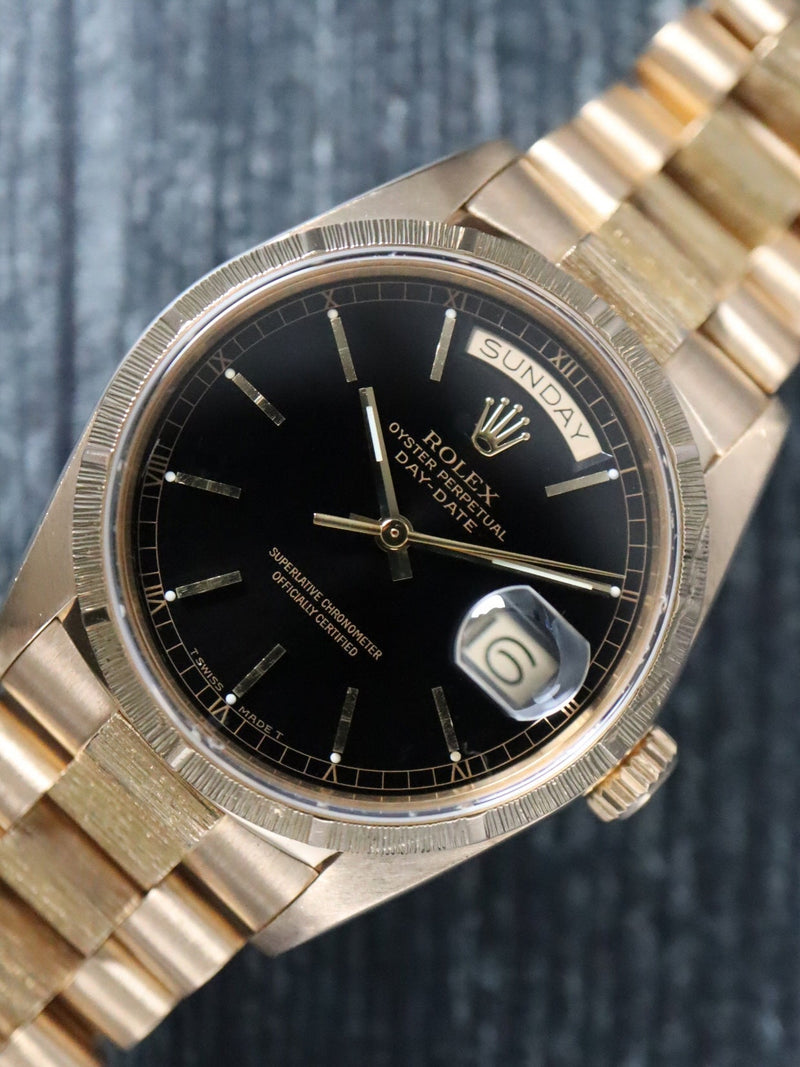 40748: Rolex 18k "Bark" President, Ref. 18078, Circa 1986