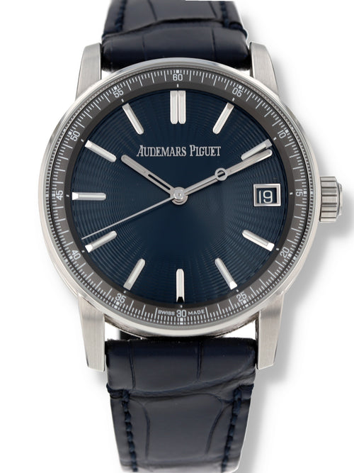 40817: Audemars Piguet Code 11:59, Blue Dial, Ref. 15210ST, Box and Card