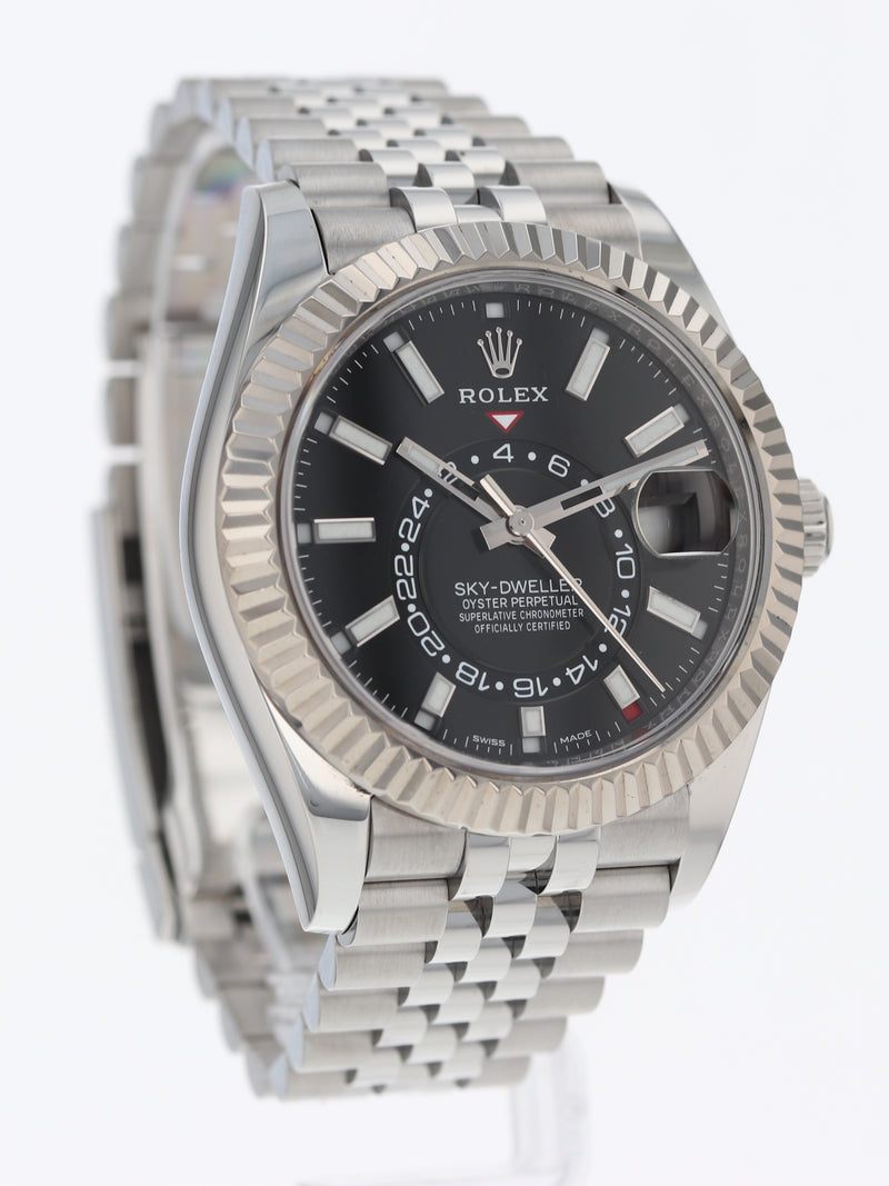 40834: Rolex Sky-Dweller, Black Dial, Ref. 326934, Box and 2023 Card (BOTH BRACELETS)