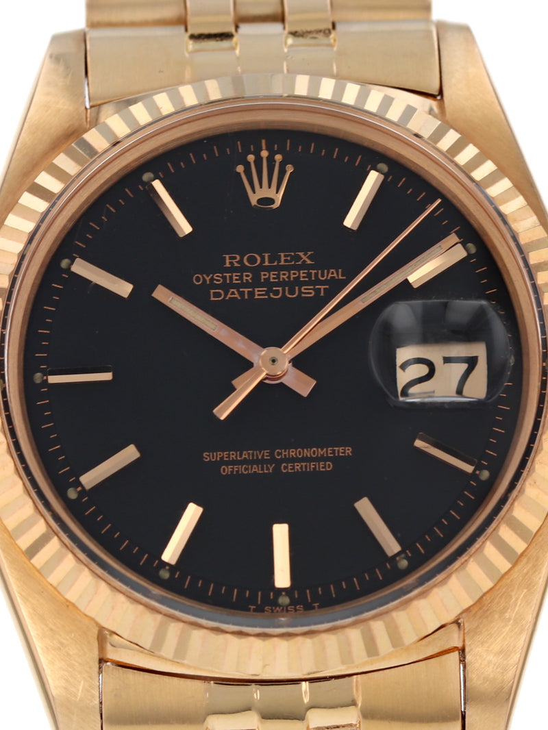 40850: Rolex Rare Vintage 18k Rose Gold Datejust, Ref. 1601, Circa 1972