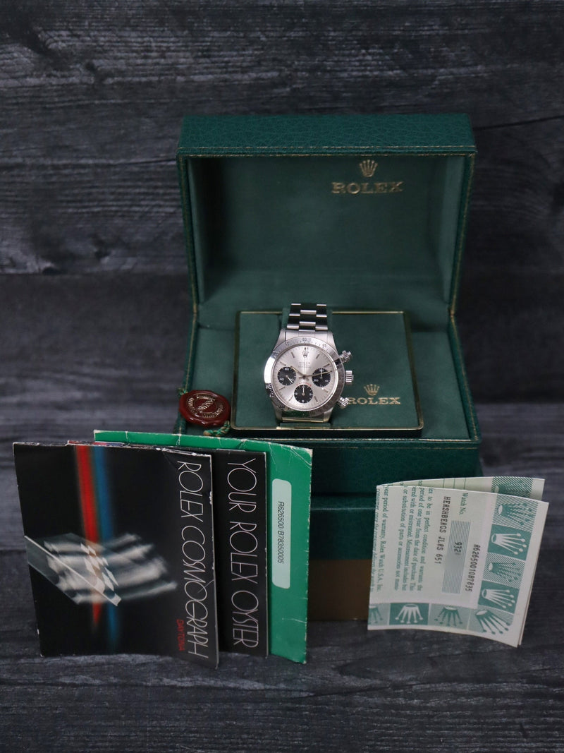 40852: Rolex Vintage "Big Red" Daytona, Ref. 6265, Box and Papers, Circa 1986. Unpolished