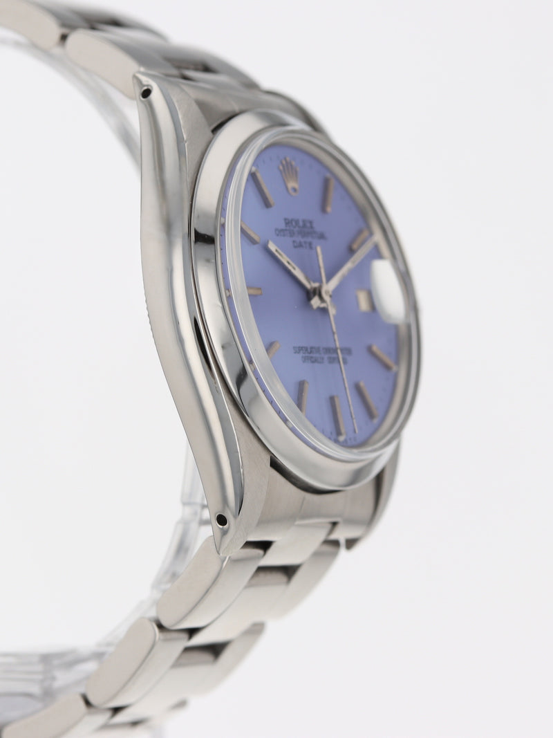 40857: Rolex Date, Ref. 1500, Custom Color Lavender Dial, Circa 1978