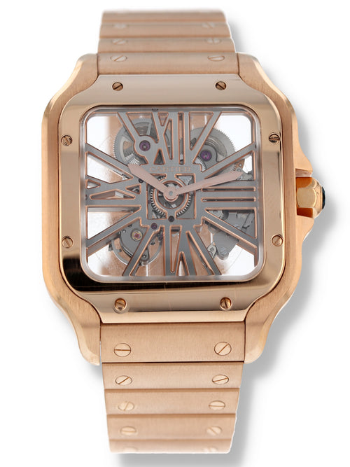 40890: Cartier 18k Rose Gold Santos Skeleton Large, Ref. WHSA0016, Box and 2022 Card