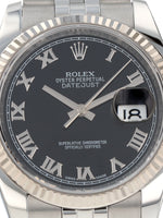 40900: Rolex Datejust 36, Ref. 116234, Black Roman Dial