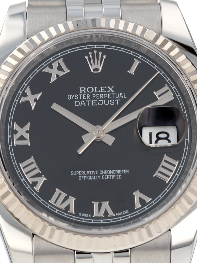 40900: Rolex Datejust 36, Ref. 116234, Black Roman Dial