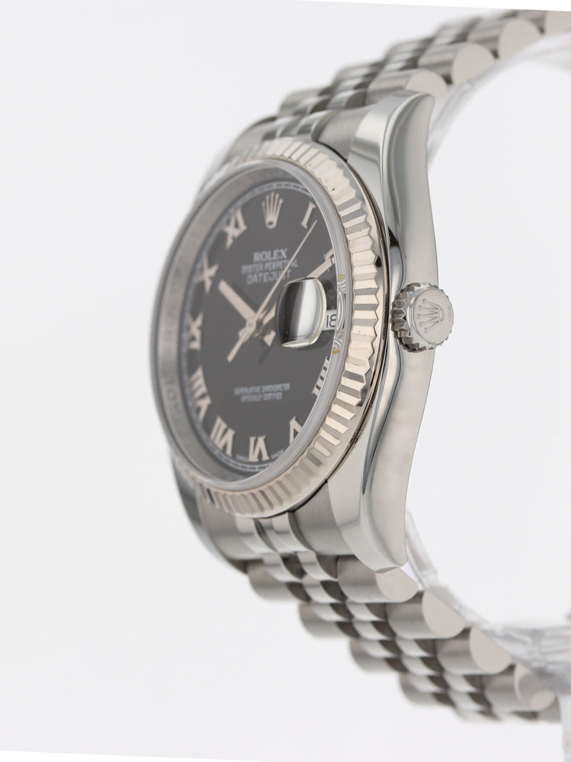 40900: Rolex Datejust 36, Ref. 116234, Black Roman Dial