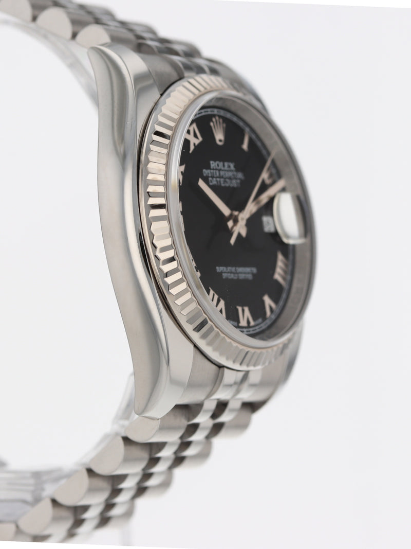 40900: Rolex Datejust 36, Ref. 116234, Black Roman Dial