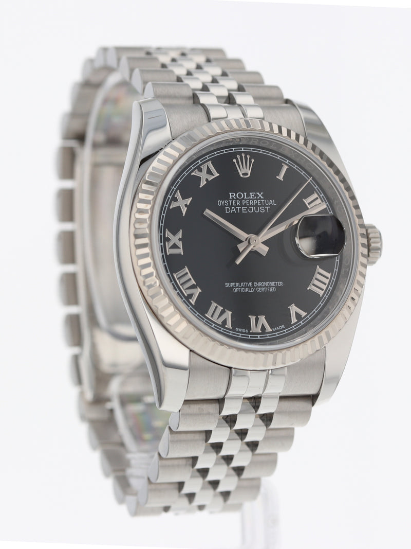 40900: Rolex Datejust 36, Ref. 116234, Black Roman Dial
