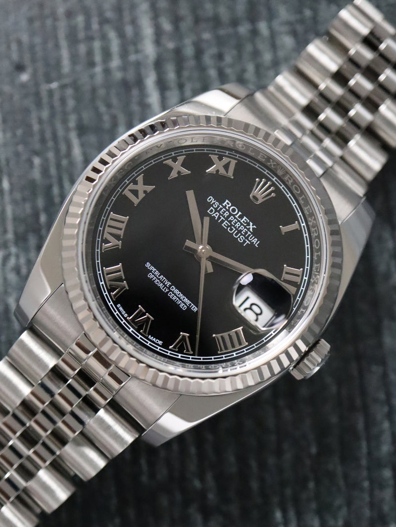 40900: Rolex Datejust 36, Ref. 116234, Black Roman Dial