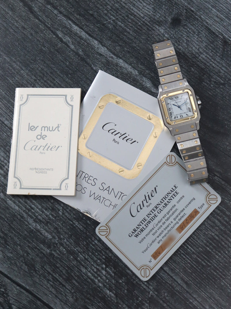 40906: Cartier Ladies Small Santos Carrée, Box and Card 1984