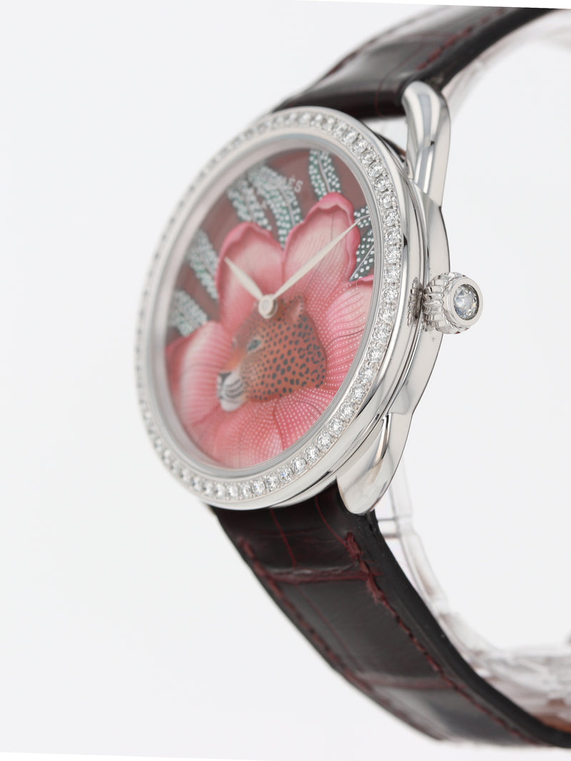40939: Hermes 18k White Gold Arceau, Ref. AR6.A93b, Limited Edition Pink Baobab Cat