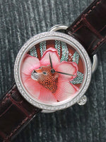 40939: Hermes 18k White Gold Arceau, Ref. AR6.A93b, Limited Edition Pink Baobab Cat