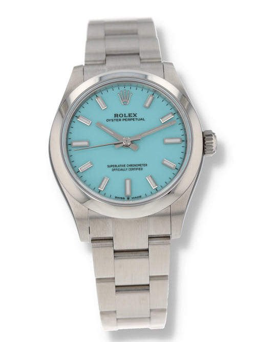 40960: Rolex Ladies Oyster Perpetual 31, Ref. 277200, Turquoise Dial, Box and 2025 Card UNWORN