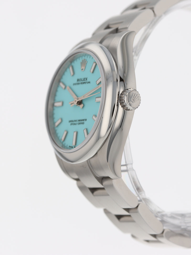 40960: Rolex Ladies Oyster Perpetual 31, Ref. 277200, Turquoise Dial, Box and 2025 Card UNWORN