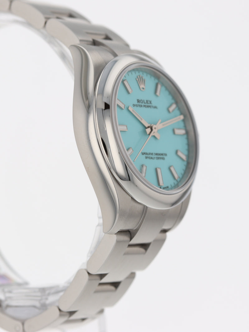 40960: Rolex Ladies Oyster Perpetual 31, Ref. 277200, Turquoise Dial, Box and 2025 Card UNWORN