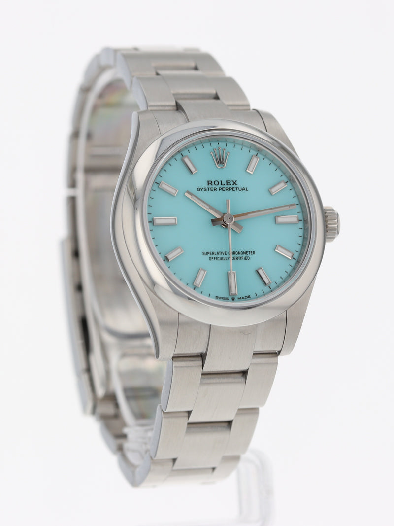 40960: Rolex Ladies Oyster Perpetual 31, Ref. 277200, Turquoise Dial, Box and 2025 Card UNWORN