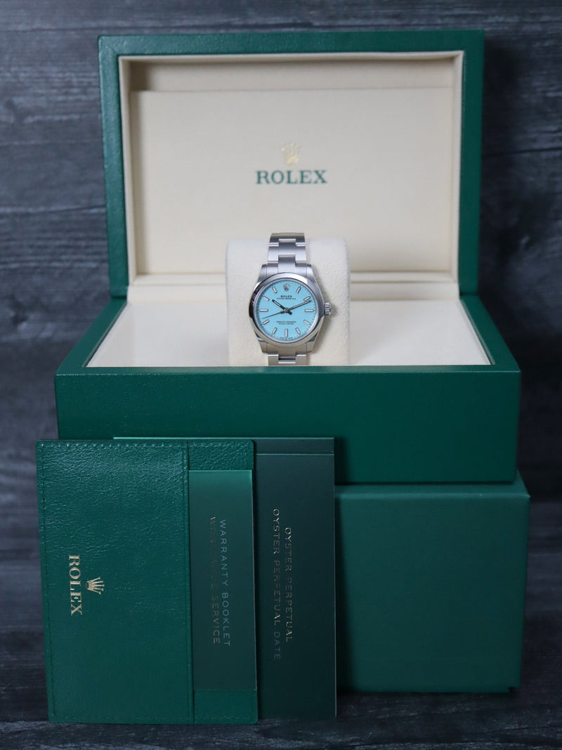 40960: Rolex Ladies Oyster Perpetual 31, Ref. 277200, Turquoise Dial, Box and 2025 Card UNWORN