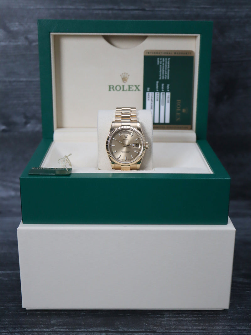 41033: Rolex 18k Yellow Gold President, Ref. 118238, Box and Card Circa 2007