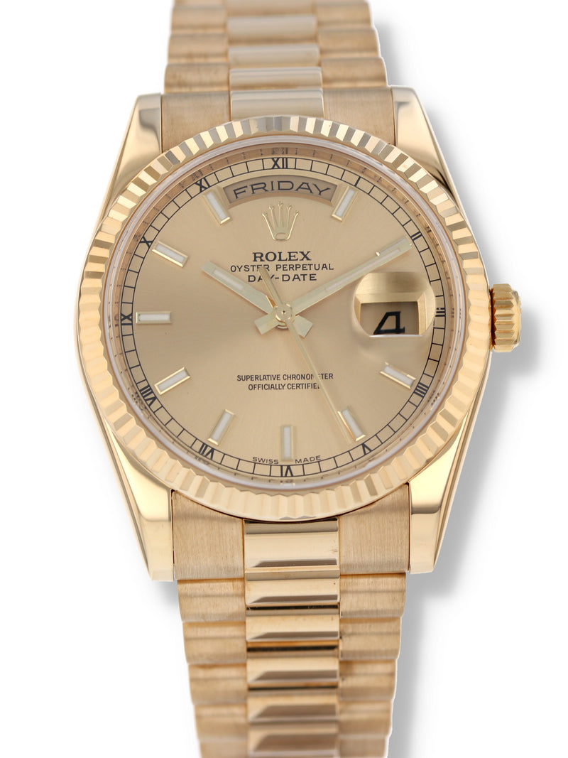 41033: Rolex 18k Yellow Gold President, Ref. 118238, Box and Card Circa 2007