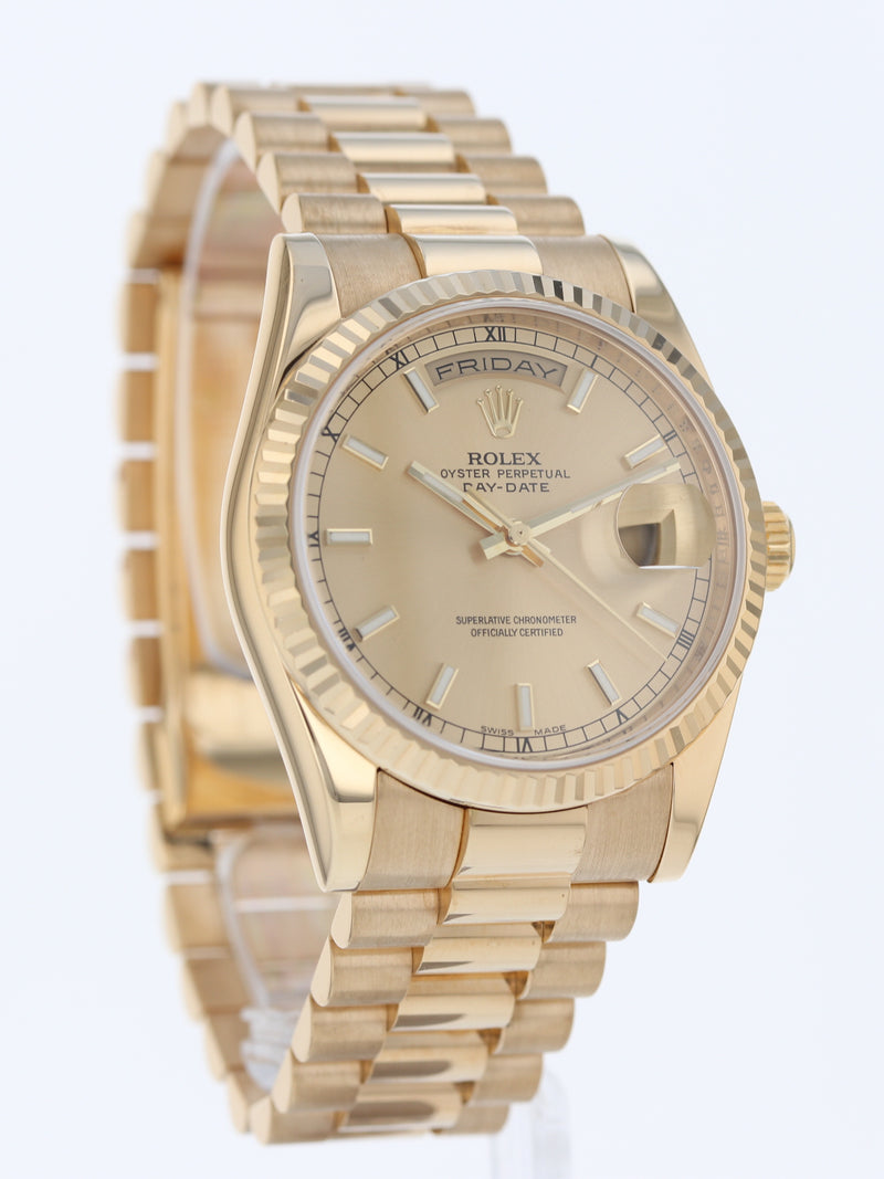 41033: Rolex 18k Yellow Gold President, Ref. 118238, Box and Card Circa 2007
