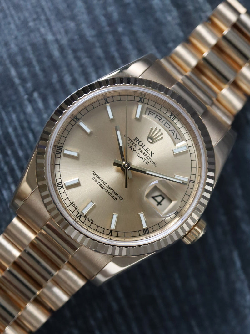 41033: Rolex 18k Yellow Gold President, Ref. 118238, Box and Card Circa 2007