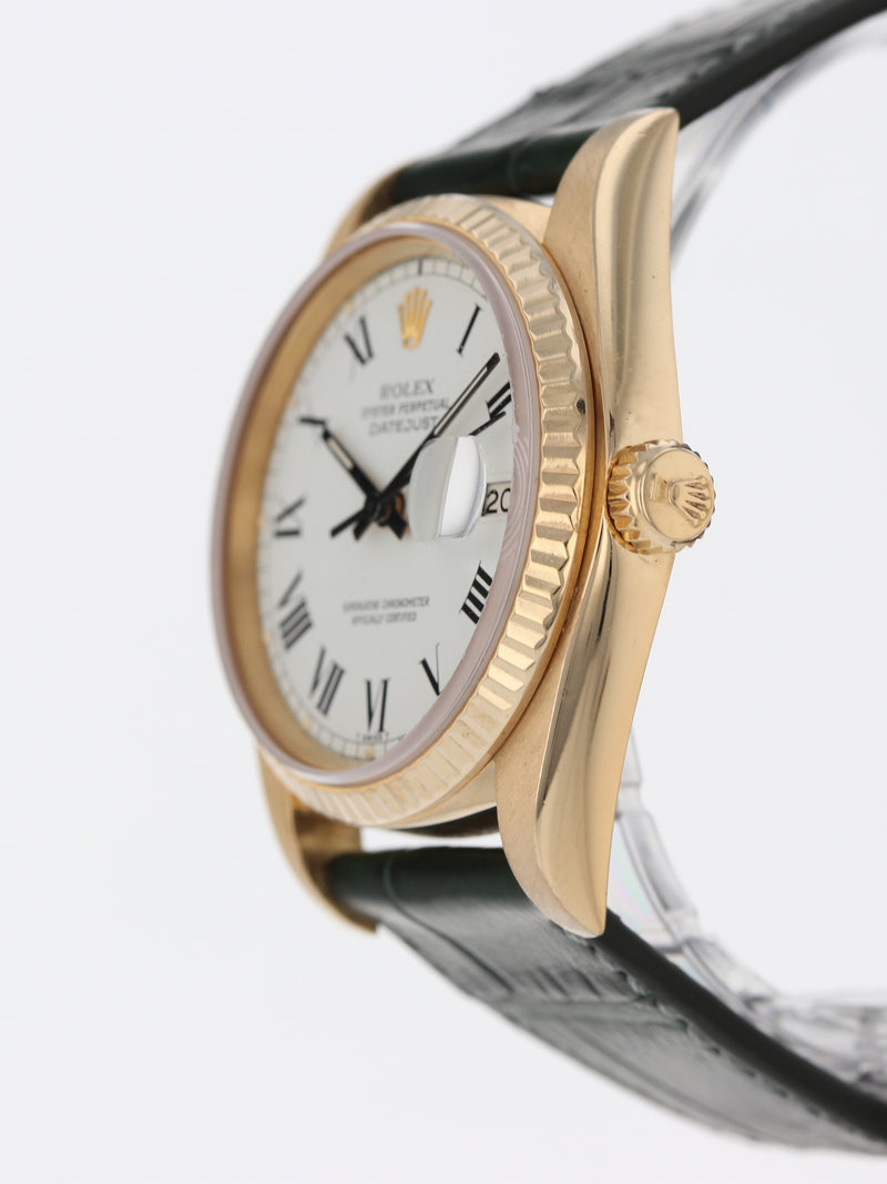 41040: Rolex 18k Yellow Gold Datejust 36, Ref. 16018, Circa 1980, Rare Buckley Dial