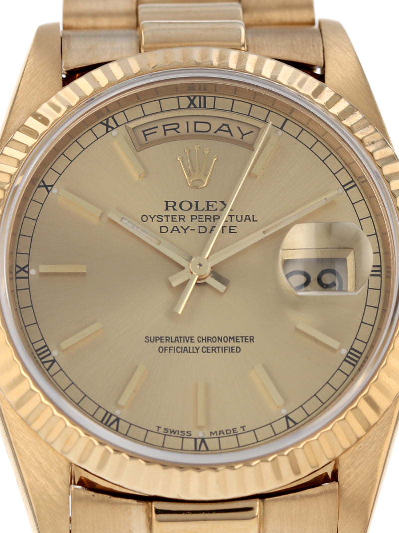 41042: Rolex 18k Yellow Gold President, Ref. 18238, Circa 1990