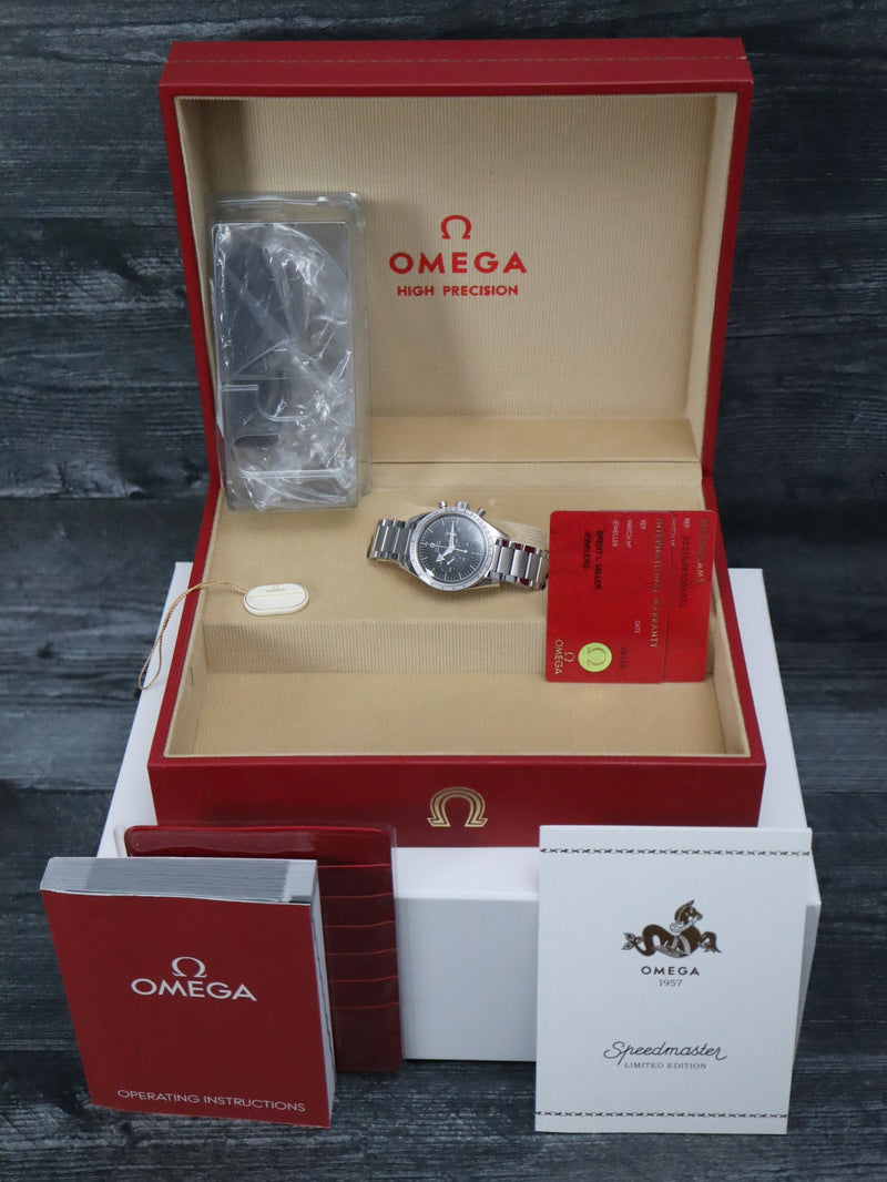 41068: Omega Omega 1957 Trilogy Speedmaster, Ref. 311.10.39.30.01.001, Box and Card