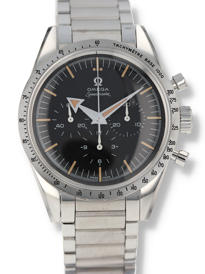 41068: Omega Omega 1957 Trilogy Speedmaster, Ref. 311.10.39.30.01.001, Box and Card