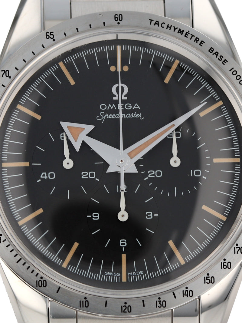 41068: Omega Omega 1957 Trilogy Speedmaster, Ref. 311.10.39.30.01.001, Box and Card