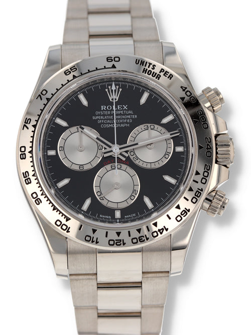 41182: Rolex 18k White Gold Daytona "Baby Lemans", Ref. 126509, Full Set 2025