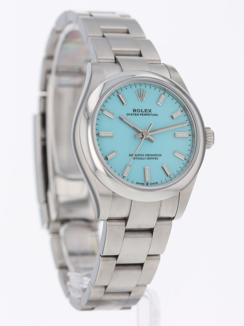 41180: Rolex Ladies Oyster Perpetual 31, Ref. 277200, Turquoise Dial, 2022 Full Set