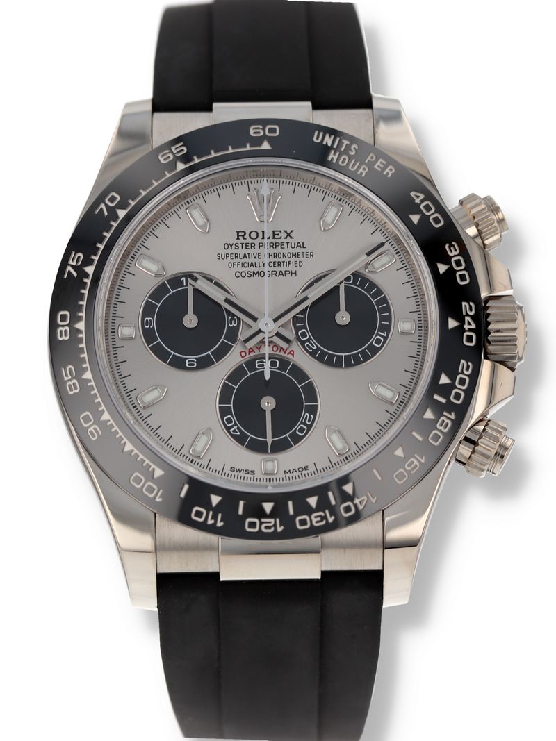 40882: Rolex 18k White Gold Daytona, "Ghost" Ref. 116519LN, Box and 2022 Card