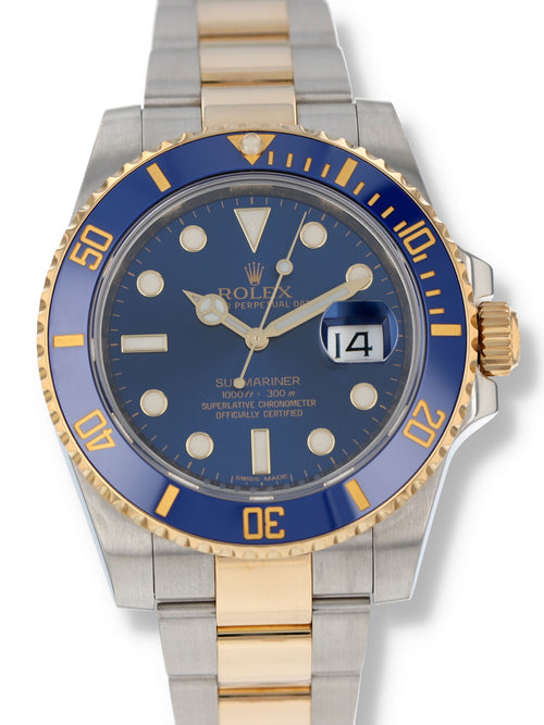 41178: Rolex Submariner 40, Ref. 116613LB, 2014 Full Set + 2024 Rolex Service Card