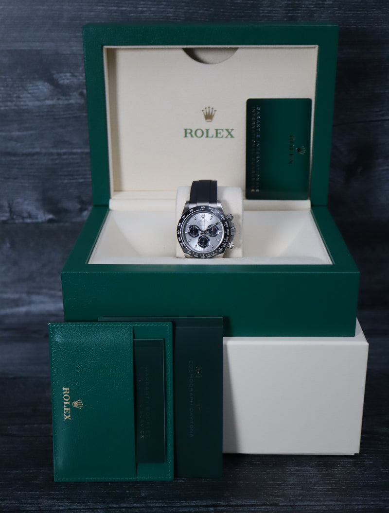 40882: Rolex 18k White Gold Daytona, "Ghost" Ref. 116519LN, Box and 2022 Card