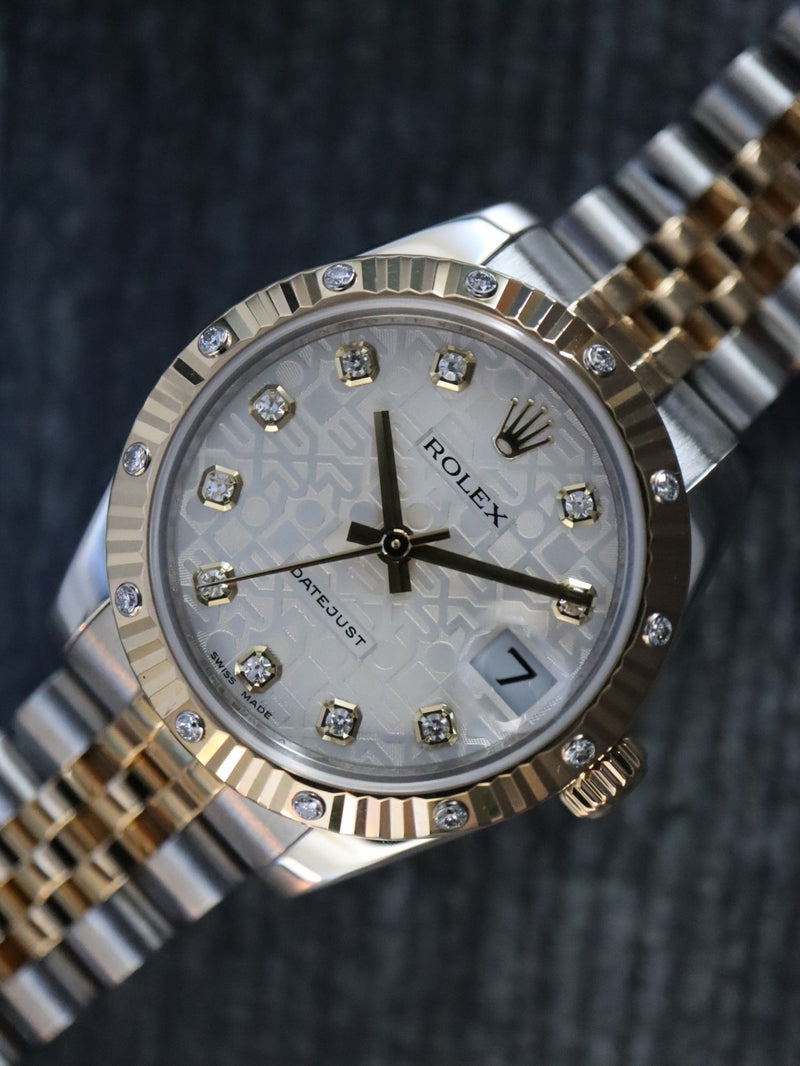 J38734: Rolex Datejust 31, Ref. 178313, Silver Jubilee Diamond Dial, Box and 2009 Card