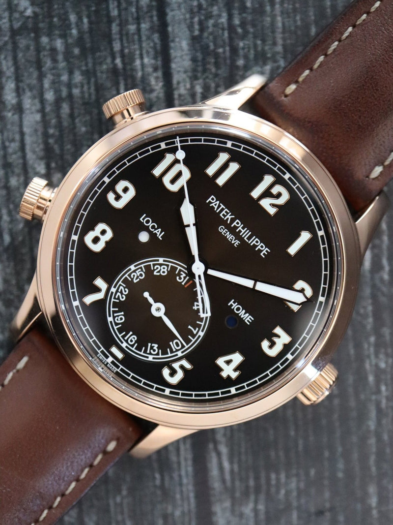 J38818: Patek Philippe 18k Rose Gold Calatrava Pilot Travel Time, Ref. 5524R, 2019 Full Set