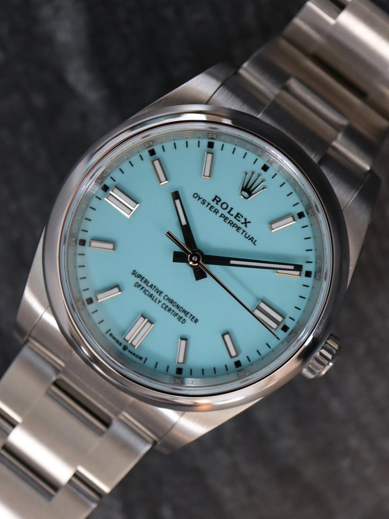 J38956: Rolex Oyster Perpetual 36, Turquoise blue Dial, Ref. 126000, Unworn 2022 Full Set