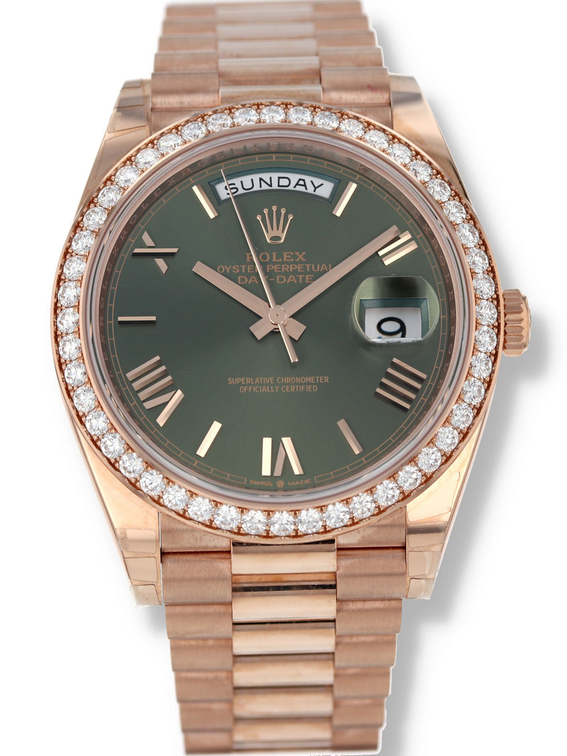 M41220: Rolex 18k Rose Gold Day-Date 40, Ref. 228345RBR, 2022 Full Set