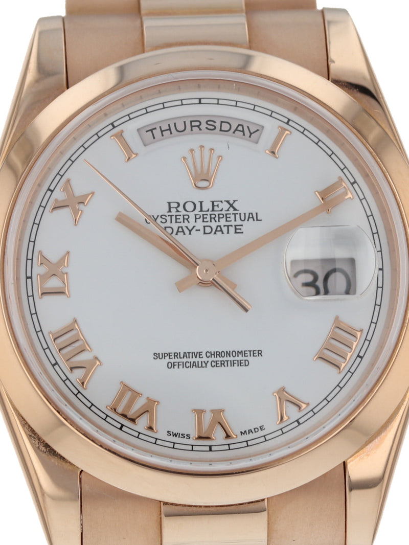 M39055: Rolex 18k Rose Gold Day-Date 36, Ref. 118205, Box and Papers, Additional Dial Included